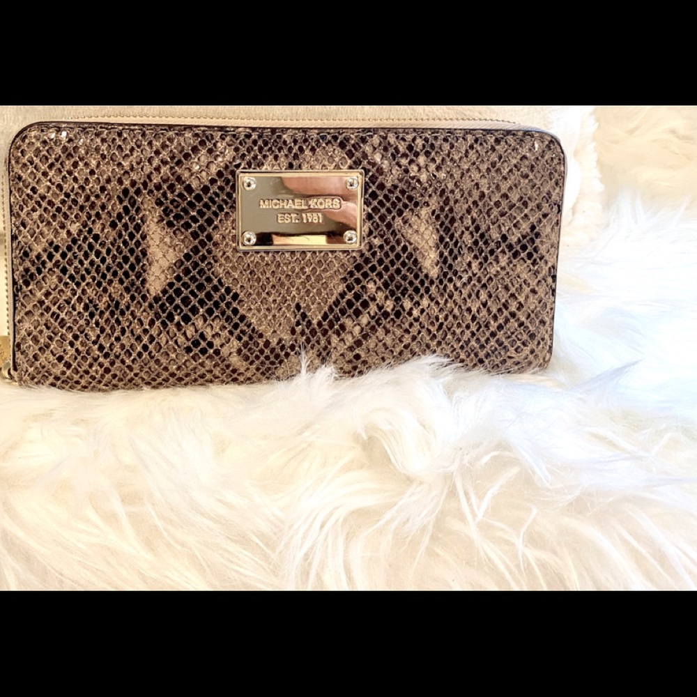 MICHAEL KORS snake skin leather full size wallet.
